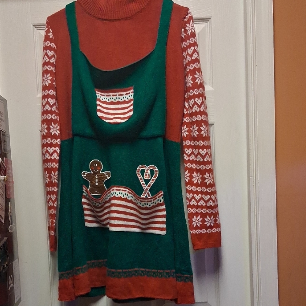 Festive Red and Green Women's Sweater